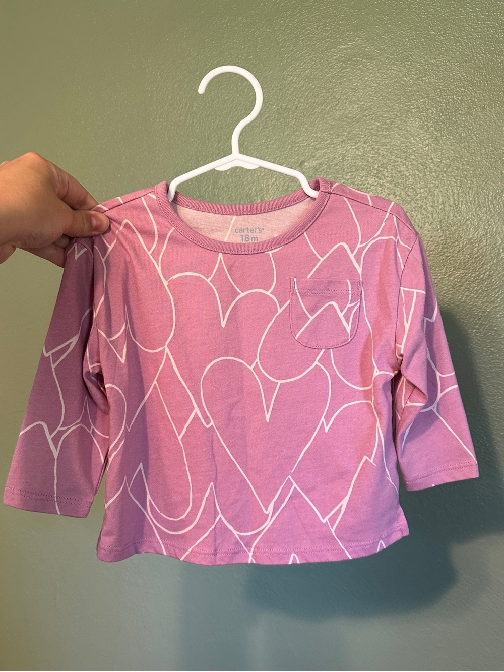 Carter's Lavender Long-Sleeve Tee with White Heart Outline Print